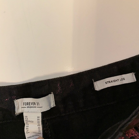 NWT Forever 21 Premium Jeans Women’s 30 Metallic Pink Mid Rise Slim Straight Leg - Picture 4 of 6